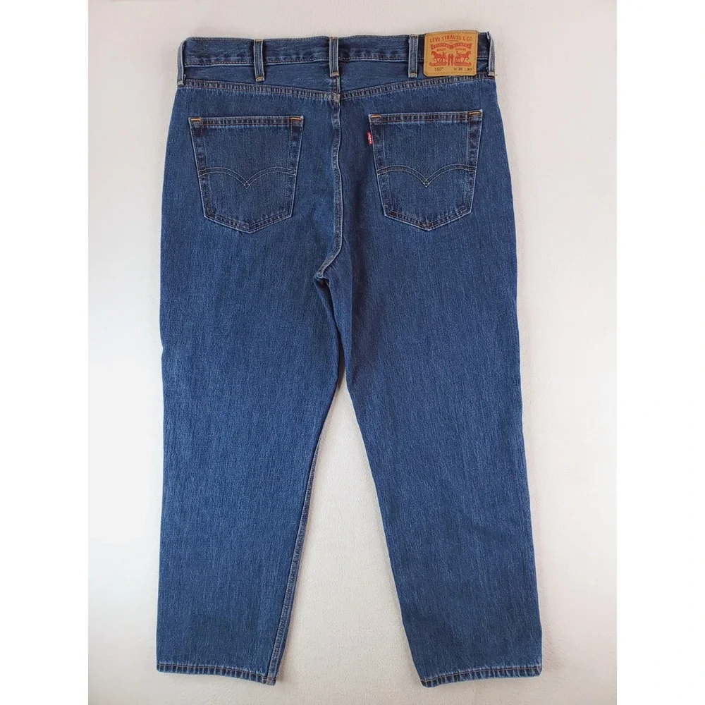 Levis 550 Jeans Mens 38x30 Blue Relaxed Tapered Work Pants Baggy 90s Y2K Dark